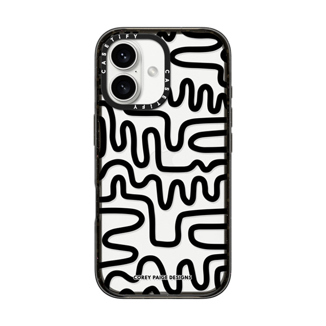 Corey Paige Designs x CASETiFY iPhone 16 ケース ブラック インパクトケース Black Line Art by Corey Paige Designs