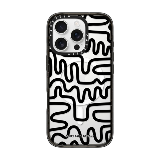 Corey Paige Designs x CASETiFY iPhone 16 Pro ケース ブラック インパクトケース MagSafe対応 Black Line Art by Corey Paige Designs