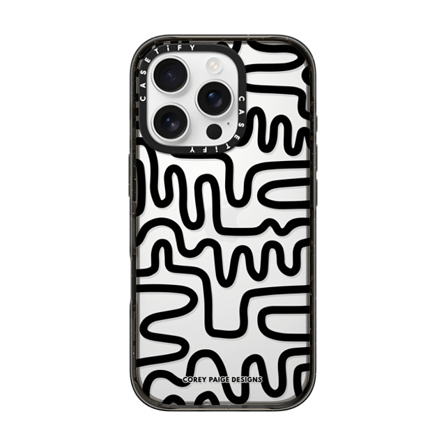 Corey Paige Designs x CASETiFY iPhone 16 Pro ケース ブラック インパクトケース Black Line Art by Corey Paige Designs