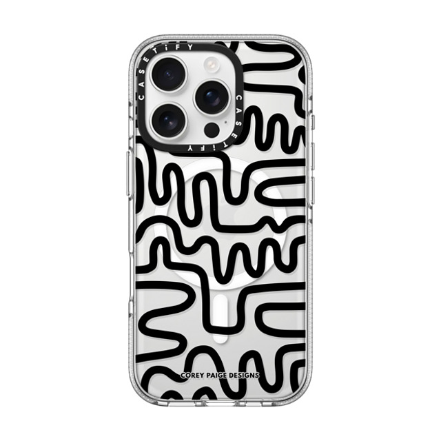 Corey Paige Designs x CASETiFY iPhone 16 Pro ケース クリア クリア ケース MagSafe対応 Black Line Art by Corey Paige Designs