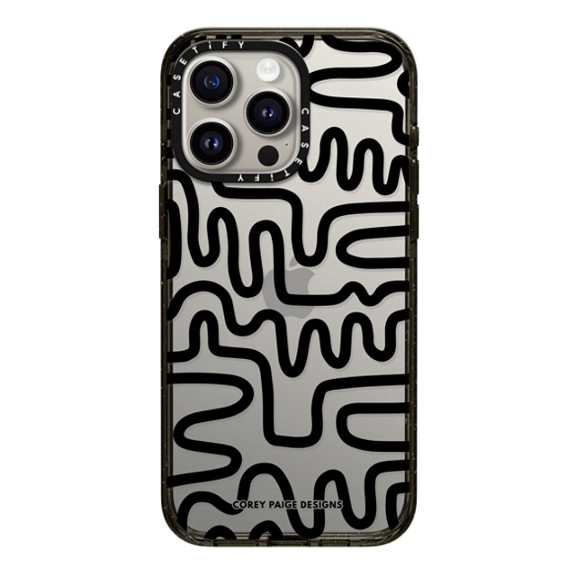 Corey Paige Designs x CASETiFY iPhone 15 Pro Max ケース ブラック インパクトケース Black Line Art by Corey Paige Designs