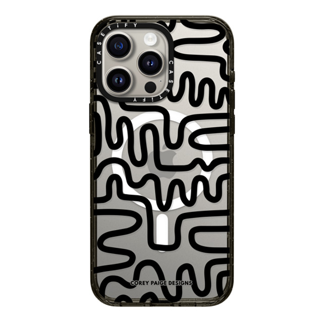 Corey Paige Designs x CASETiFY iPhone 15 Pro Max ケース ブラック インパクトケース MagSafe対応 Black Line Art by Corey Paige Designs