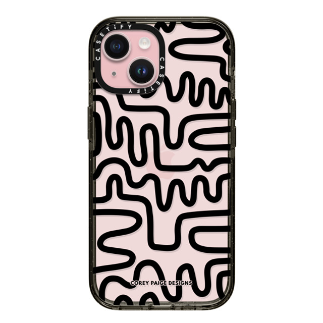 Corey Paige Designs x CASETiFY iPhone 15 ケース ブラック インパクトケース Black Line Art by Corey Paige Designs