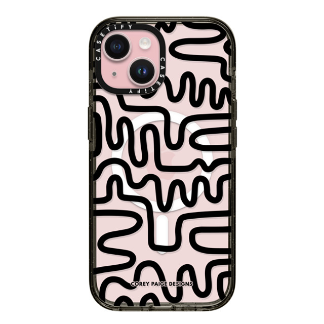 Corey Paige Designs x CASETiFY iPhone 15 ケース ブラック インパクトケース MagSafe対応 Black Line Art by Corey Paige Designs