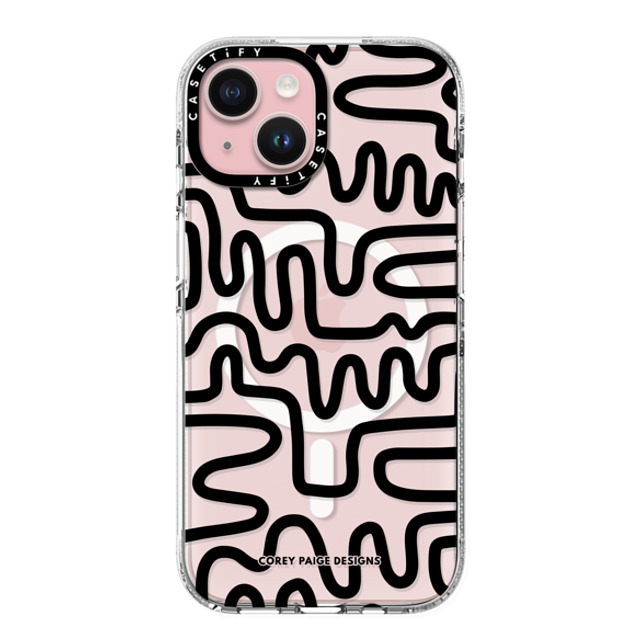 Corey Paige Designs x CASETiFY iPhone 15 ケース クリア クリア ケース MagSafe対応 Black Line Art by Corey Paige Designs