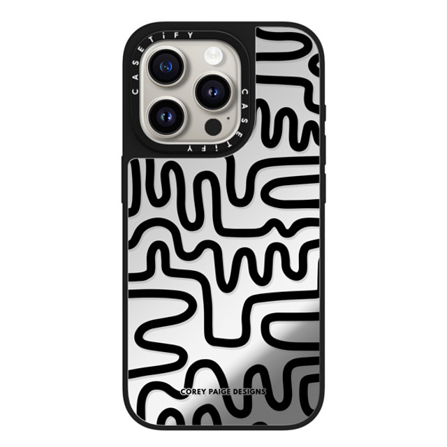 Corey Paige Designs x CASETiFY iPhone 15 Pro Case Silver on Black ミラーケース MagSafe対応 Black Line Art by Corey Paige Designs Corey Paige Designs x CASETiFY iPhone 15 Pro Case Silver on Black ミラーケース MagSafe対応 Black Line Art by Corey Paige Designs