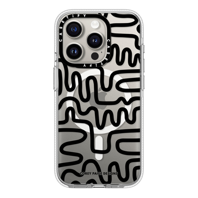 Corey Paige Designs x CASETiFY iPhone 15 Pro ケース クリア クリア ケース MagSafe対応 Black Line Art by Corey Paige Designs