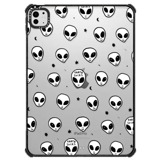 Impact iPad Pro 11-inch (M4) Case - Cute White UFO Space Alien Drawing Pattern