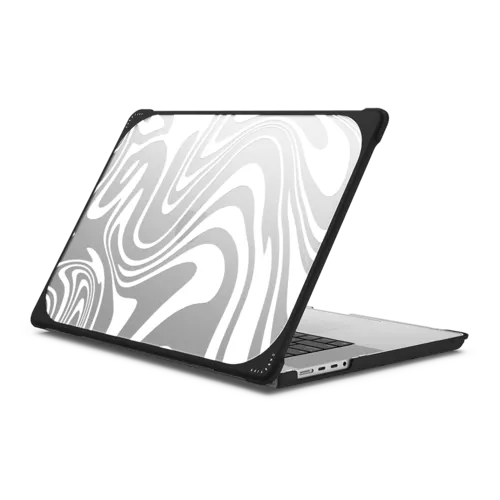 MacBook Pro 16-inch (M1 - M4) - Marble Transparent Trippy Wavy Swirl White Spiral Warp Twirl Retro 70s Psychedelic Acid Groovy Abstract Pattern