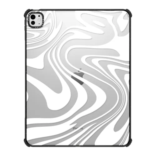 iPad Pro 13-inch (M4) - Marble Transparent Trippy Wavy Swirl White Spiral Warp Twirl Retro 70s Psychedelic Acid Groovy Abstract Pattern
