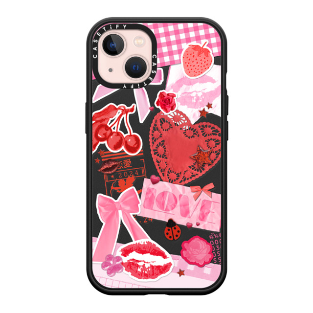 Hyakume x CASETiFY iPhone 13 ケース マットブラック インパクトケース MagSafe対応 Transparent Junk Journal Stickers