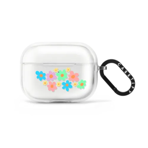 AirPods Pro 2 - Transparent Floral Pastel Colors 70s Retro Flower Power