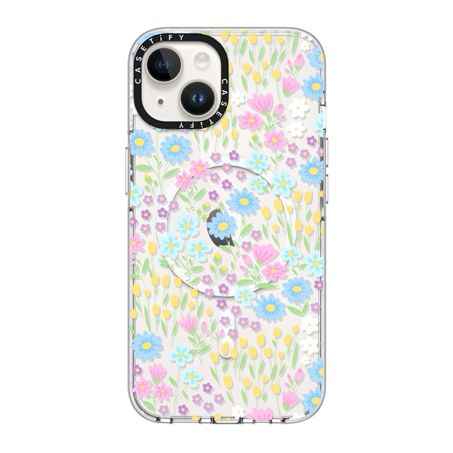 Hyakume x CASETiFY iPhone 14 ケース クリア クリア ケース MagSafe対応 Transparent Pastel Spring Wild Flower Floral Pattern