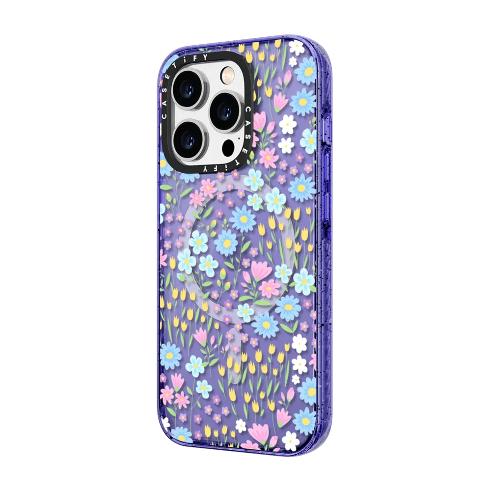 Impact iPhone 14 Pro Max Case MagSafe Compatible - Transparent Pastel Spring Wild Flower Floral Pattern