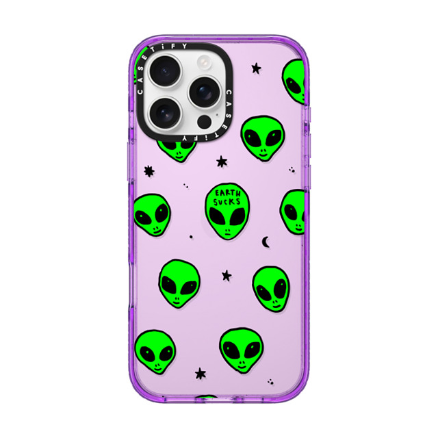 Hyakume x CASETiFY iPhone 16 Pro Max Case パープル Impact Case Cute Green UFO Space Alien Drawing Pattern Hyakume x CASETiFY iPhone 16 Pro Max Case パープル Impact Case Cute Green UFO Space Alien Drawing Pattern