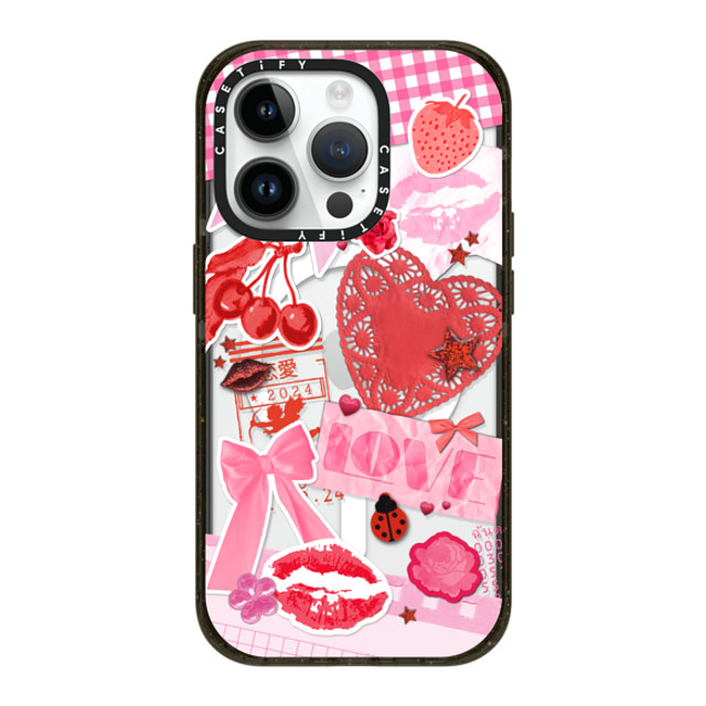 Hyakume x CASETiFY iPhone 14 Pro ケース ブラック インパクトケース MagSafe対応 Transparent Junk Journal Stickers