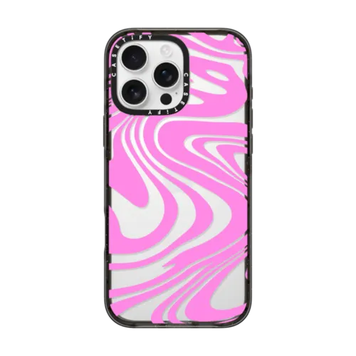 iPhone 16 Pro Max - Transparent Marble Trippy Wavy Swirl Pink Spiral Warp Twirl 70s Psychedelic Acid Groovy Abstract Pattern