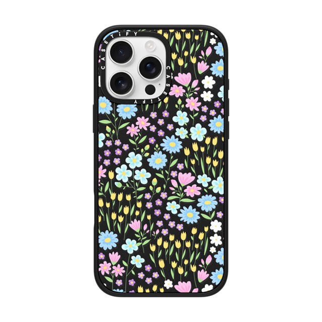 Hyakume x CASETiFY iPhone 16 Pro Max ケース マットブラック インパクトケース MagSafe対応 Transparent Pastel Spring Wild Flower Floral Pattern