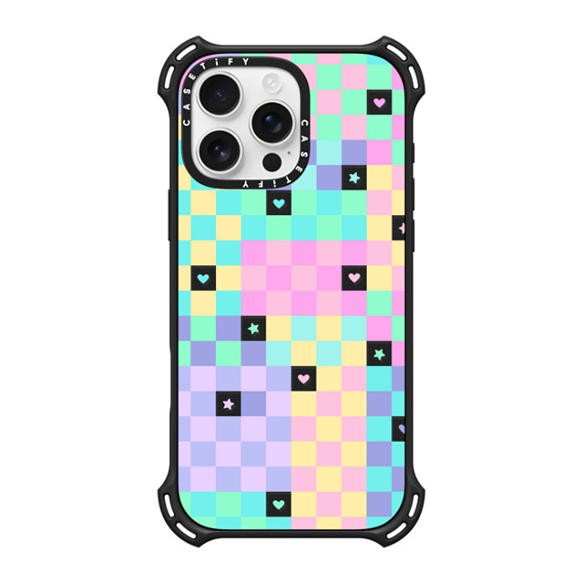 Hyakume x CASETiFY iPhone 16 Pro Max Case Matte Black バウンスケース Transparent Pastel Checkered Hearts Stars Pattern Hyakume x CASETiFY iPhone 16 Pro Max Case Matte Black バウンスケース Transparent Pastel Checkered Hearts Stars Pattern