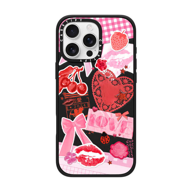 Hyakume x CASETiFY iPhone 16 Pro Max ケース マットブラック インパクトケース MagSafe対応 Transparent Junk Journal Stickers