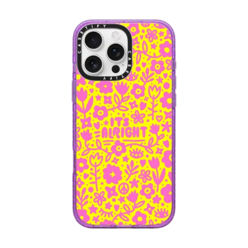 iPhone 16 Pro Max - Pink Yellow Flowers Hearts Eyes Peace 
