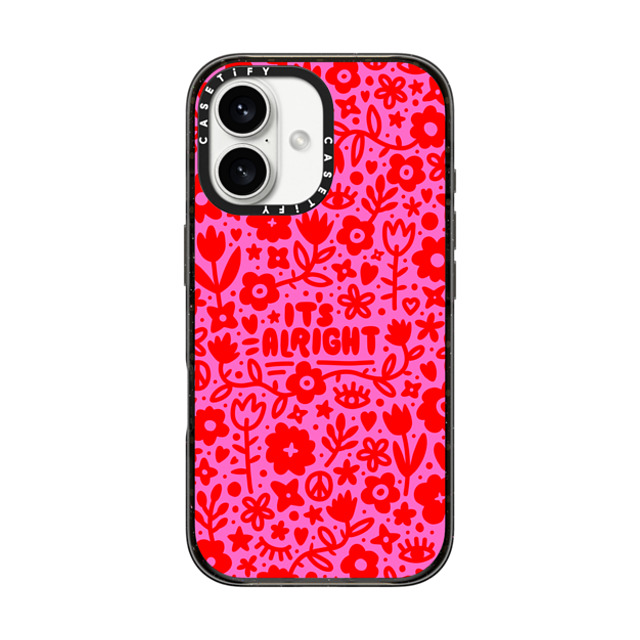 "Hyakume x CASETiFY iPhone 16 ケース Floral,Typography ブラック インパクトケース Pink Red Flowers Hearts Eyes Peace "It's Alright" Floral Pattern Back to School" "Hyakume x CASETiFY iPhone 16 ケース Floral,Typography ブラック インパクトケース Pink Red Flowers Hearts Eyes Peace "It's Alright" Floral Pattern Back to School"
