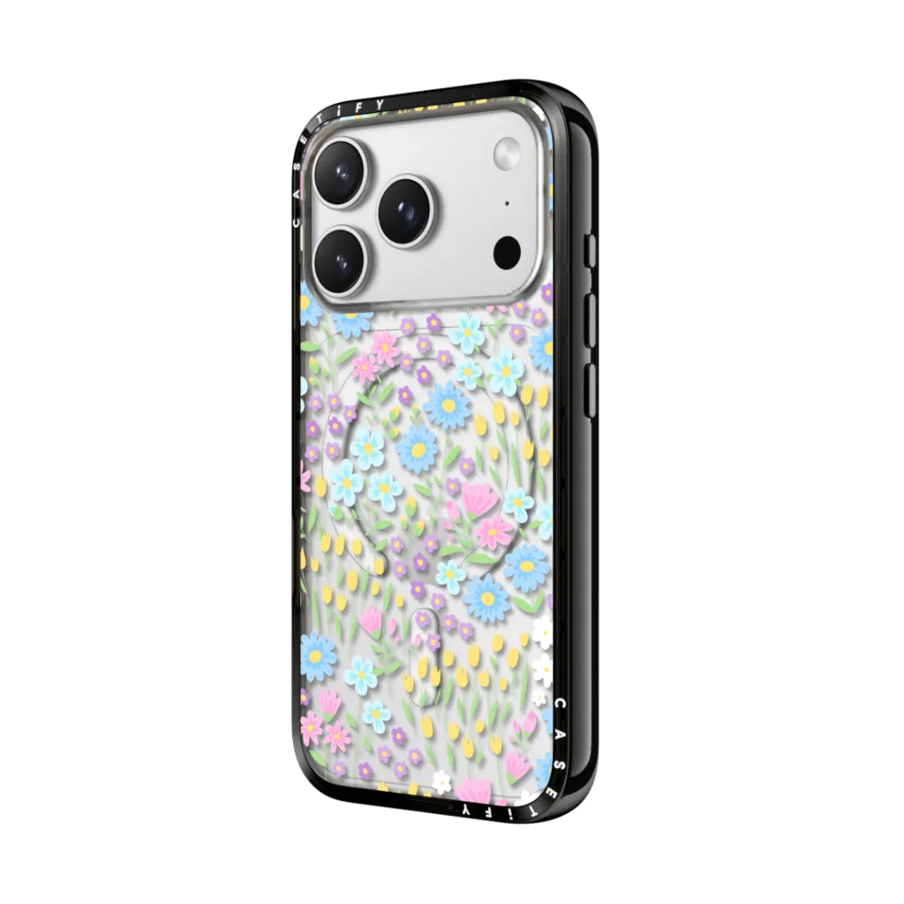 Bounce iPhone 16 Pro Max Case MagSafe Compatible - Transparent Pastel Spring Wild Flower Floral Pattern