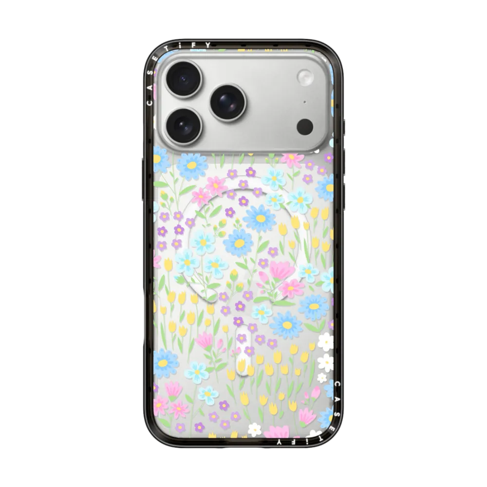 Bounce iPhone 16 Pro Max Case MagSafe Compatible - Transparent Pastel Spring Wild Flower Floral Pattern