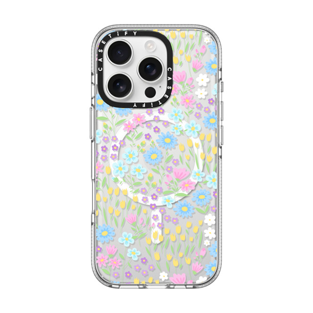 Hyakume x CASETiFY iPhone 16 Pro ケース クリア クリア ケース MagSafe対応 Transparent Pastel Spring Wild Flower Floral Pattern