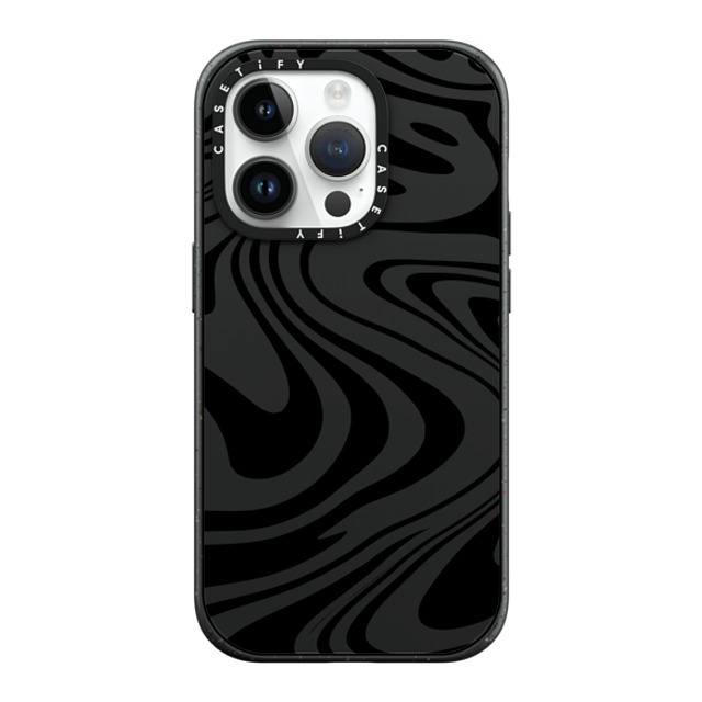 Hyakume x CASETiFY iPhone 14 Pro ケース マットブラック インパクトケース MagSafe対応 Marble Transparent Trippy Wavy Swirl Black Spiral Warp Twirl Retro 70s Psychedelic Acid Groovy Abstract Pattern