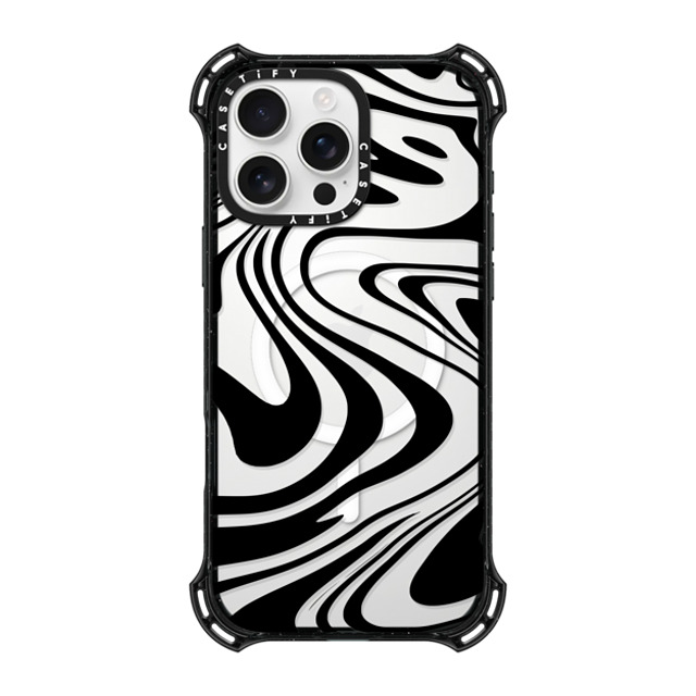 Hyakume x CASETiFY iPhone 16 Pro Max ケース ブラック バウンスケース Marble Transparent Trippy Wavy Swirl Black Spiral Warp Twirl Retro 70s Psychedelic Acid Groovy Abstract Pattern