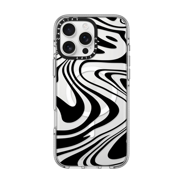 Hyakume x CASETiFY iPhone 16 Pro Max ケース クリア クリア ケース MagSafe対応 Marble Transparent Trippy Wavy Swirl Black Spiral Warp Twirl Retro 70s Psychedelic Acid Groovy Abstract Pattern