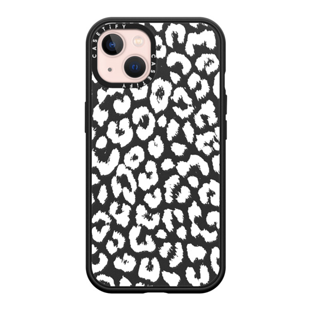 Hyakume x CASETiFY iPhone 13 ケース マットブラック インパクトケース MagSafe対応 White Transparent Leopard Animal Print