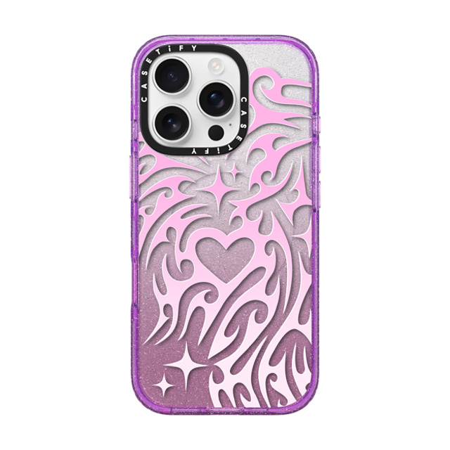 Hyakume x CASETiFY iPhone 16 Pro Case Glitter Purple Impact Case MagSafe Compatible Transparent Cyber Sigil Neotribal Spiky Tribal Tattoo Heart Sparkle Star Pink White Gradient Hyakume x CASETiFY iPhone 16 Pro Case Glitter Purple Impact Case MagSafe Compatible Transparent Cyber Sigil Neotribal Spiky Tribal Tattoo Heart Sparkle Star Pink White Gradient