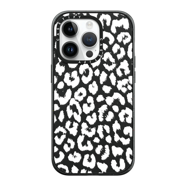 Hyakume x CASETiFY iPhone 14 Pro ケース マットブラック インパクトケース MagSafe対応 White Transparent Leopard Animal Print