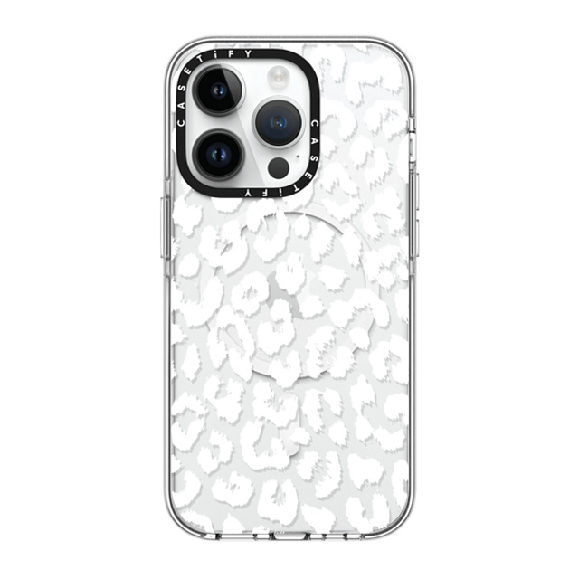 Hyakume x CASETiFY iPhone 14 Pro ケース クリア クリア ケース MagSafe対応 White Transparent Leopard Animal Print