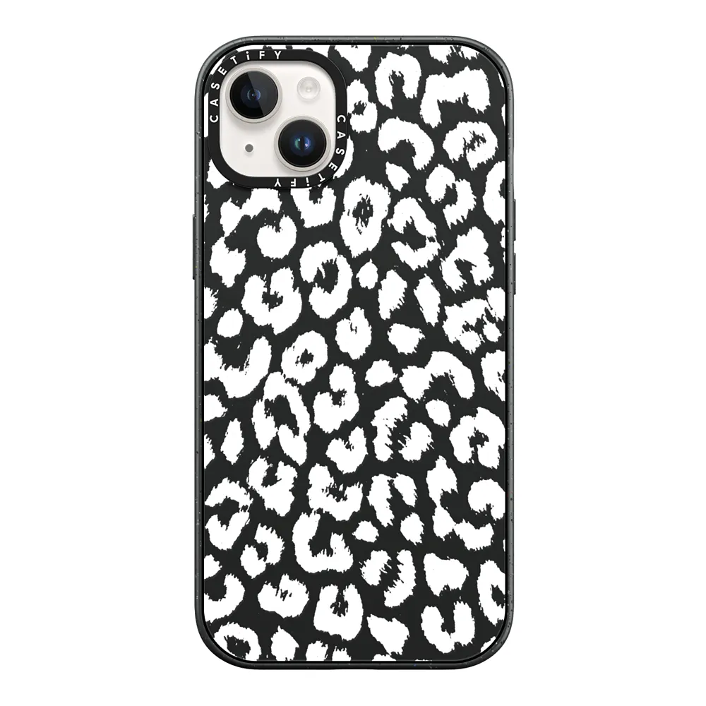 Impact iPhone 14 Plus Case - White Transparent Leopard Animal Print