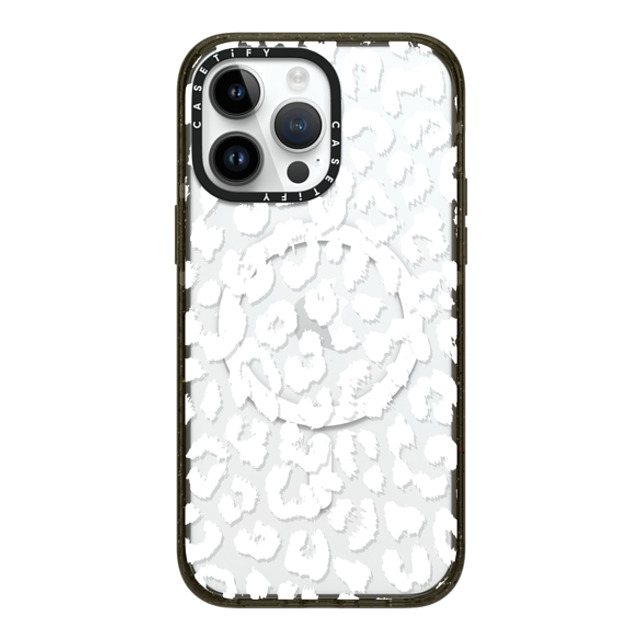 Hyakume x CASETiFY iPhone 14 Pro Max ケース ブラック インパクトケース MagSafe対応 White Transparent Leopard Animal Print