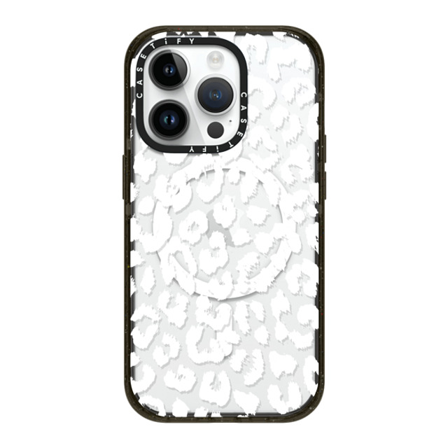 Hyakume x CASETiFY iPhone 14 Pro ケース ブラック インパクトケース MagSafe対応 White Transparent Leopard Animal Print