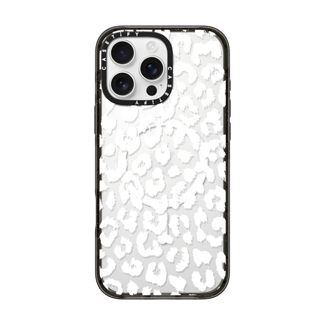 Hyakume x CASETiFY iPhone 16 Pro Max ケース ブラック インパクトケース MagSafe対応 White Transparent Leopard Animal Print