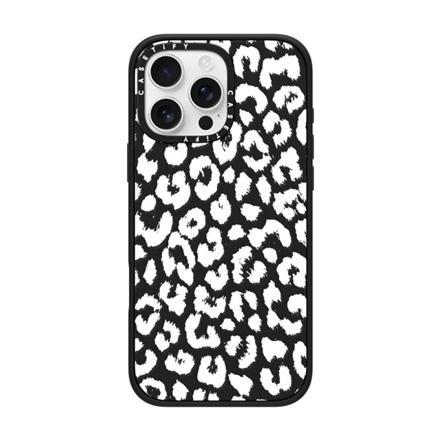 Hyakume x CASETiFY iPhone 16 Pro Max ケース マットブラック インパクトケース MagSafe対応 White Transparent Leopard Animal Print