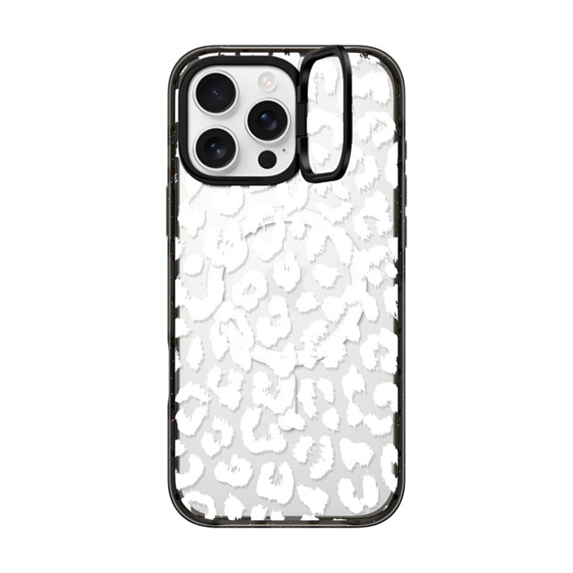 Hyakume x CASETiFY iPhone 16 Pro Max ケース ブラック インパクトリングスタンドケース MagSafe対応 White Transparent Leopard Animal Print