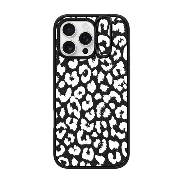 Hyakume x CASETiFY iPhone 16 Pro Max ケース マットブラック インパクトリングスタンドケース MagSafe対応 White Transparent Leopard Animal Print