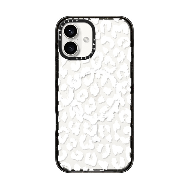 Hyakume x CASETiFY iPhone 16 Plus ケース ブラック インパクトケース MagSafe対応 White Transparent Leopard Animal Print