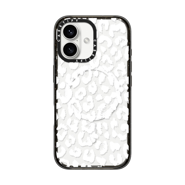 Hyakume x CASETiFY iPhone 16 ケース ブラック インパクトケース MagSafe対応 White Transparent Leopard Animal Print