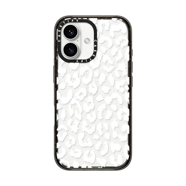 Hyakume x CASETiFY iPhone 16 ケース ブラック インパクトケース White Transparent Leopard Animal Print