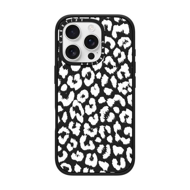 Hyakume x CASETiFY iPhone 16 Pro ケース マットブラック インパクトケース White Transparent Leopard Animal Print