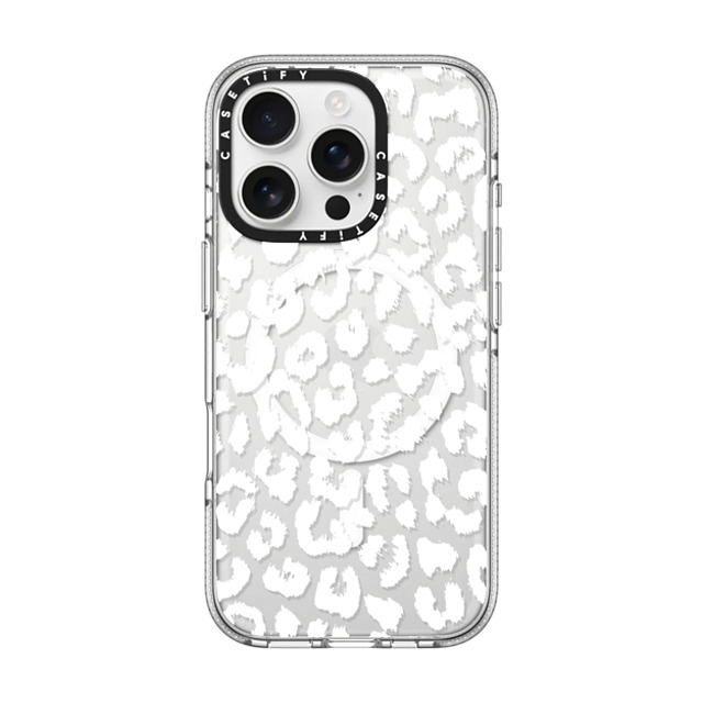 Hyakume x CASETiFY iPhone 16 Pro ケース クリア クリア ケース MagSafe対応 White Transparent Leopard Animal Print