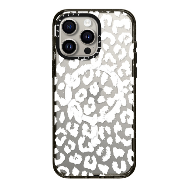 Hyakume x CASETiFY iPhone 15 Pro Max ケース ブラック インパクトケース MagSafe対応 White Transparent Leopard Animal Print