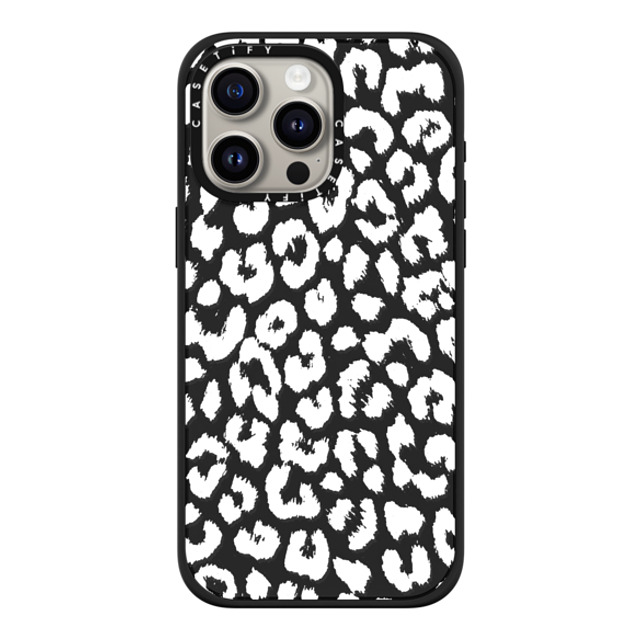 Hyakume x CASETiFY iPhone 15 Pro Max ケース マットブラック インパクトケース MagSafe対応 White Transparent Leopard Animal Print